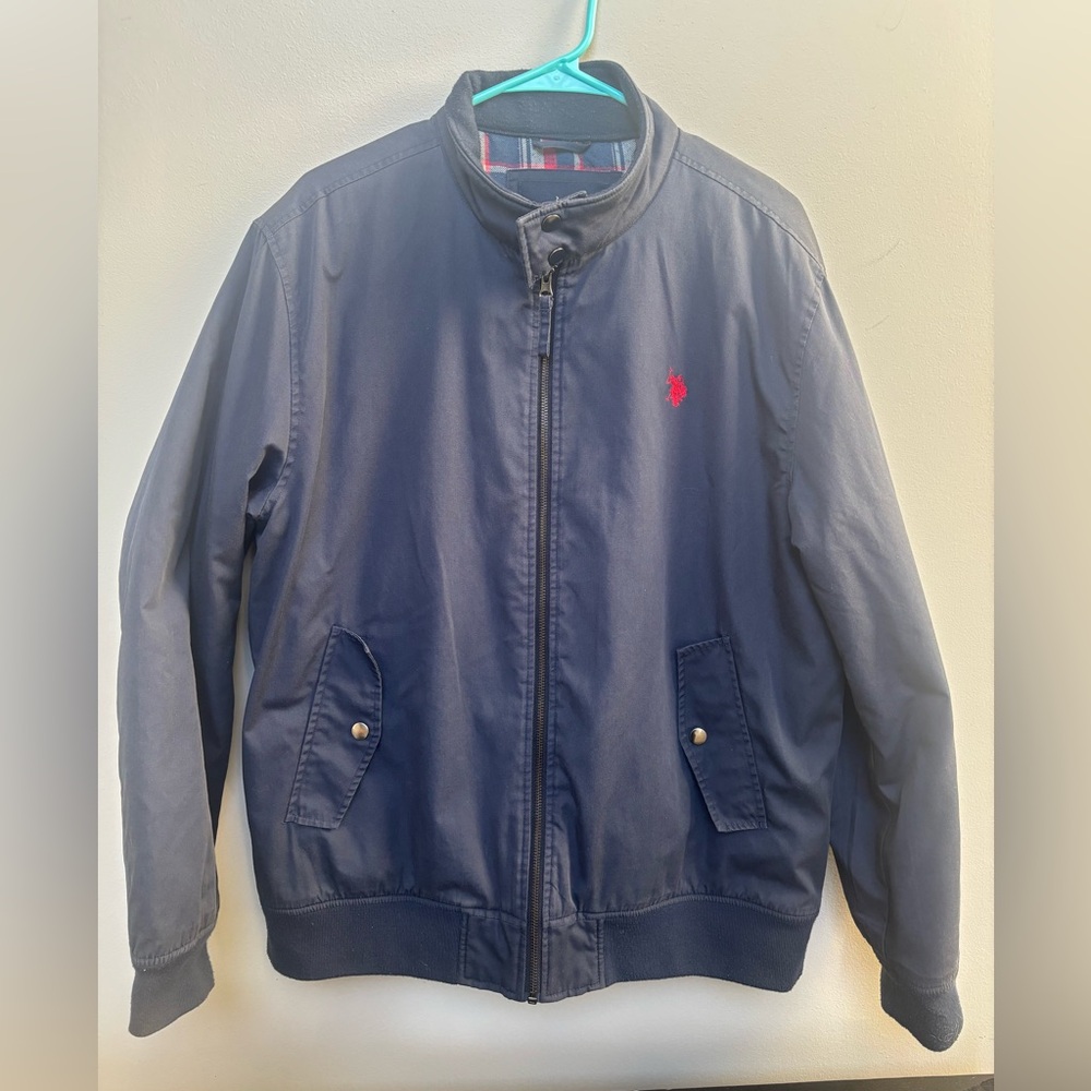 Men’s vintage Y2K U.S. Polo Assn. Navy Blue Bomber Jacket w/ flannel lining L